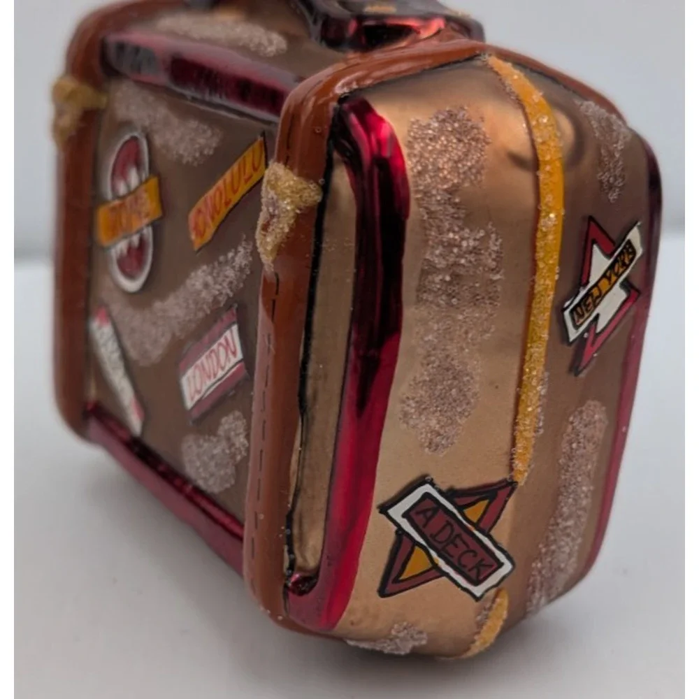 Christopher Radko Bon Voyage Suitcase Christmas Ornament with Tag & Box
